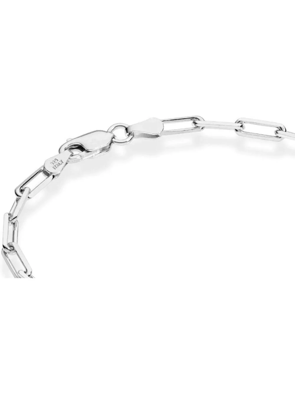 Solid 925 Sterling Silver Paperclip Link Chain Bracelet for Women & Men, Made in